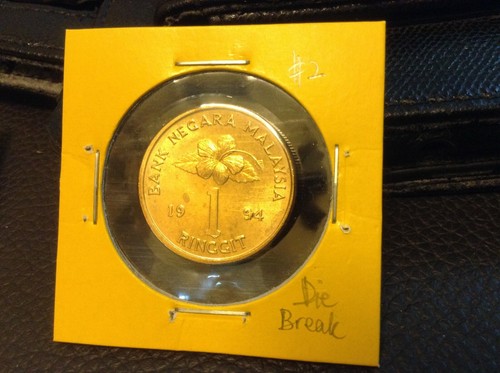 MALAYSIA RM1 Coin ERROR DIE BREAK (Keris/Songket) 1994 Semi Key Date "UNC/BU" #2 - Picture 4 of 5