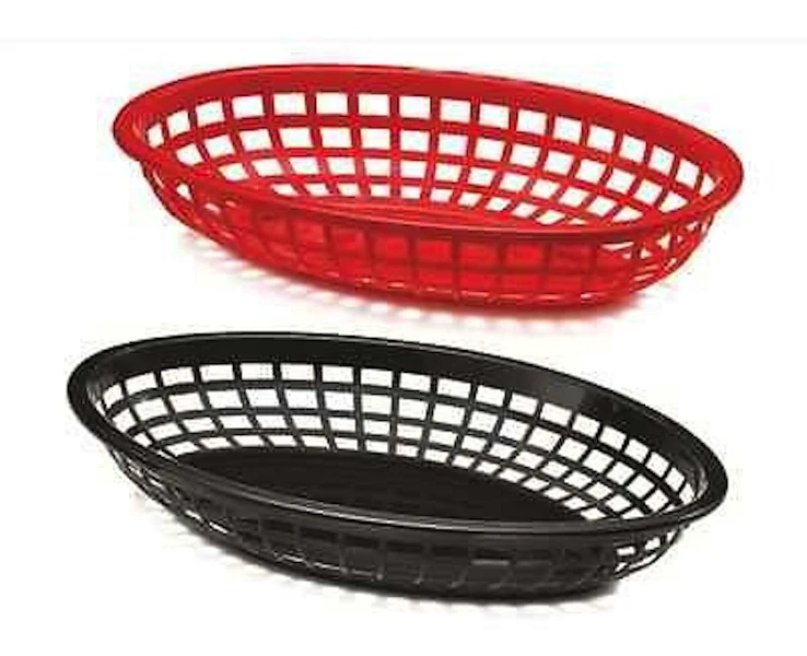 Restauration Rapide Classique Oval Paniers (Lot de 6, rouge ou noir) - Photo 1/1