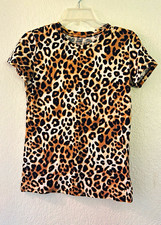 PINK Victoria's Secret Leopard Animal Print Crew Neck Short Sleeve Tee XS