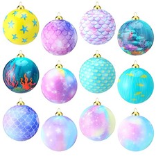 12 Pcs 3.15 Inch Christmas Ball Ornaments Cartoon Plastic Ball Ornaments Colo...