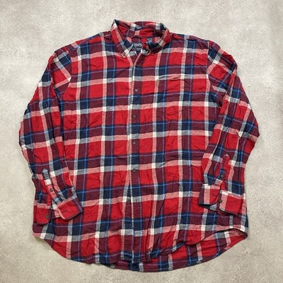 Chaps Flanellhemd Herren 3XL Kariert Western Button Down Langarm, Rot Navy