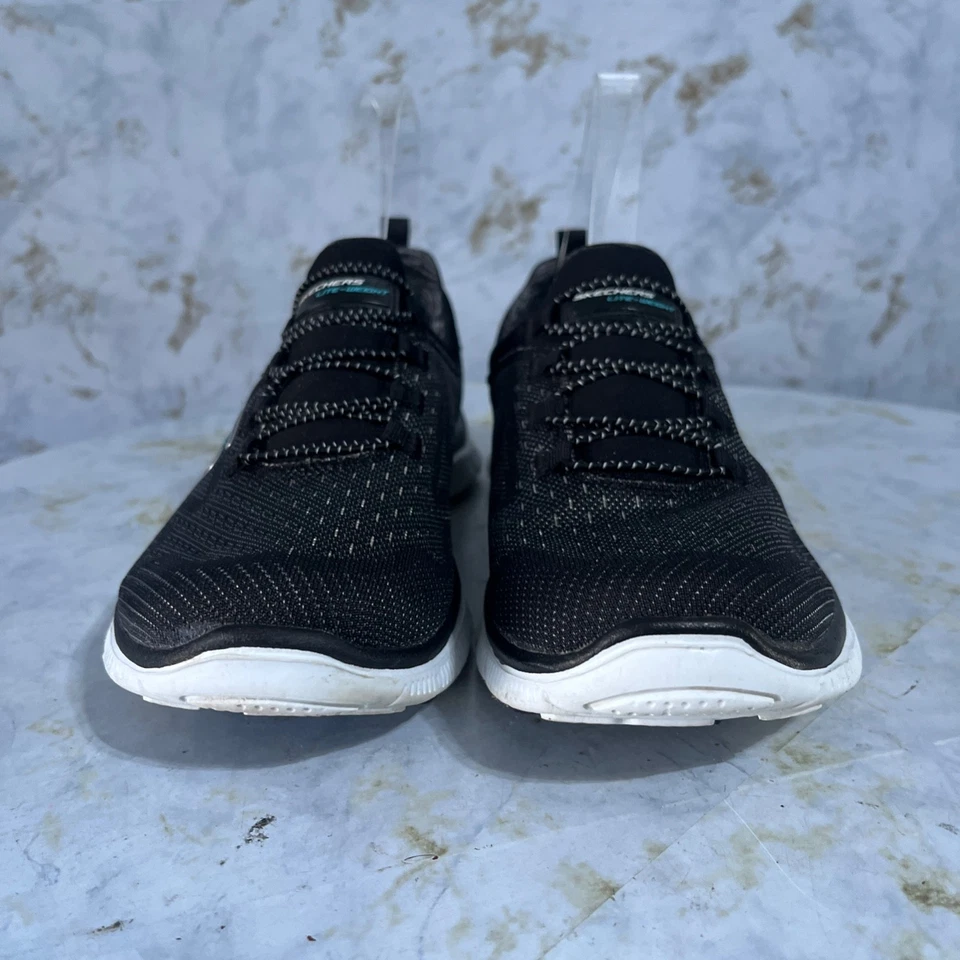 Zapatos Skechers Flex Appeal para mujer talla 8 negros grises cómodos zapatillas para caminar Foto 2 de 4