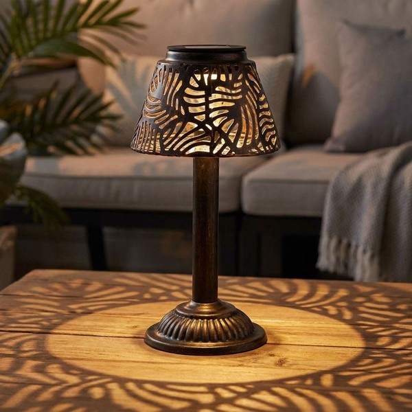 Solarlampe Tischleuchte AußEnlampe Led Gartendeko Terrassenlampe Kupfer H 27 Cm-image