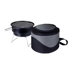 10 In.Caliente round Portable Cooler/Charcoal Grill in Black