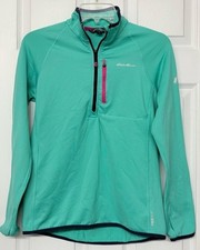 Eddie Bauer First Ascent 1/4 Zip Pullover Free Heat Activewear Top Teal Sz M