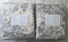 Pottery Barn 2-in-1 Pole Top Sorrel Toile Blackout Lining 2-Curtains 50x108 Blue