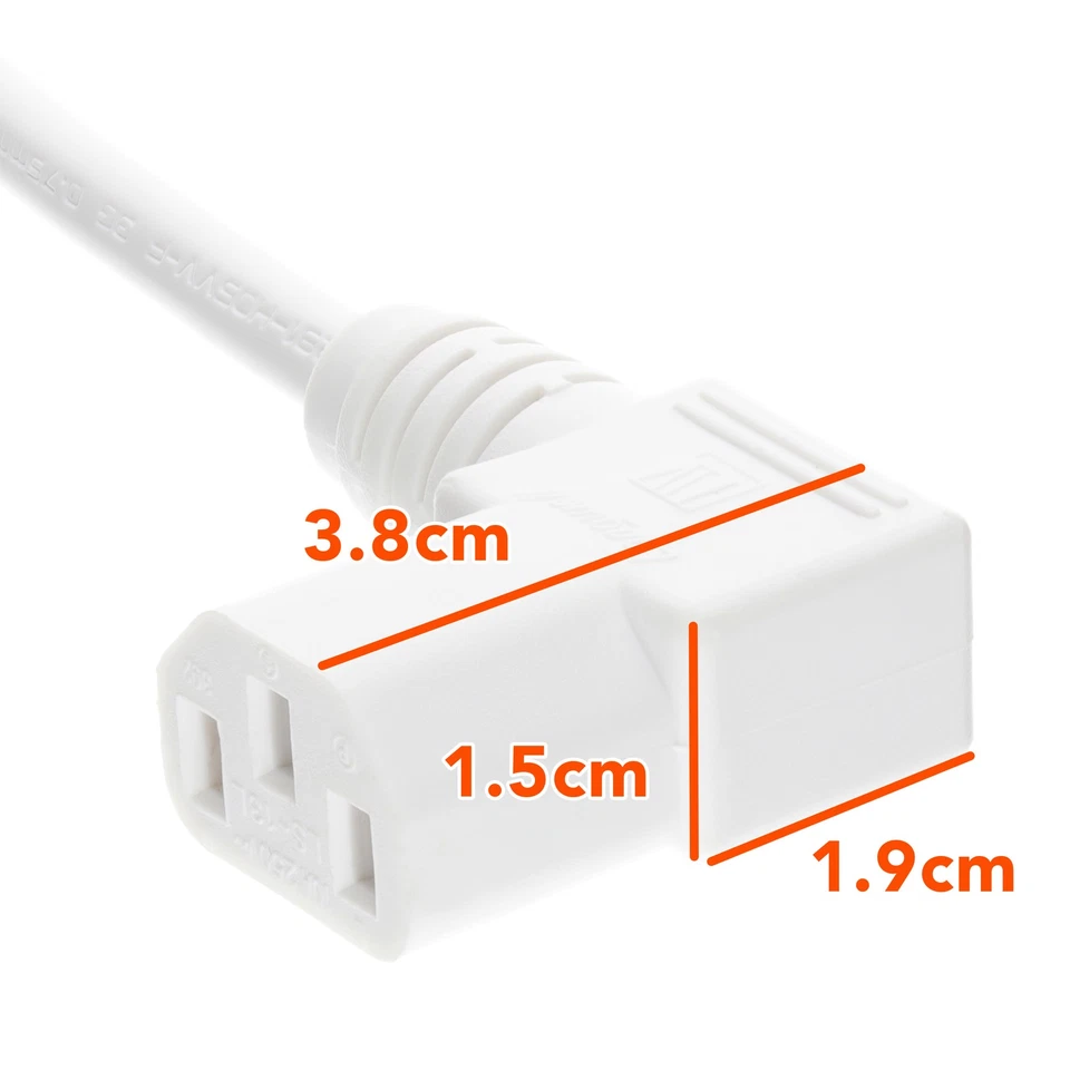Power Cord UK Plug to Right Angle IEC C13 Cable (kettle lead) 2m White - Image 3 of 4