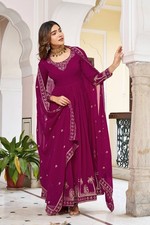 New Presenting Faux Georgette Maroon Gown Bottom With Dupatta For Wedding