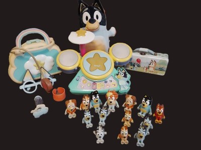 LOT OF BLUEY & FRIENDS ACTION FIGURES VTECH HOORAY DRUM CLOUD BAG DOCTOR SET ++