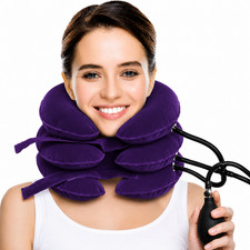Cervical Traction Device Inflatable Neck Stretcher for Pain Relief - Purple