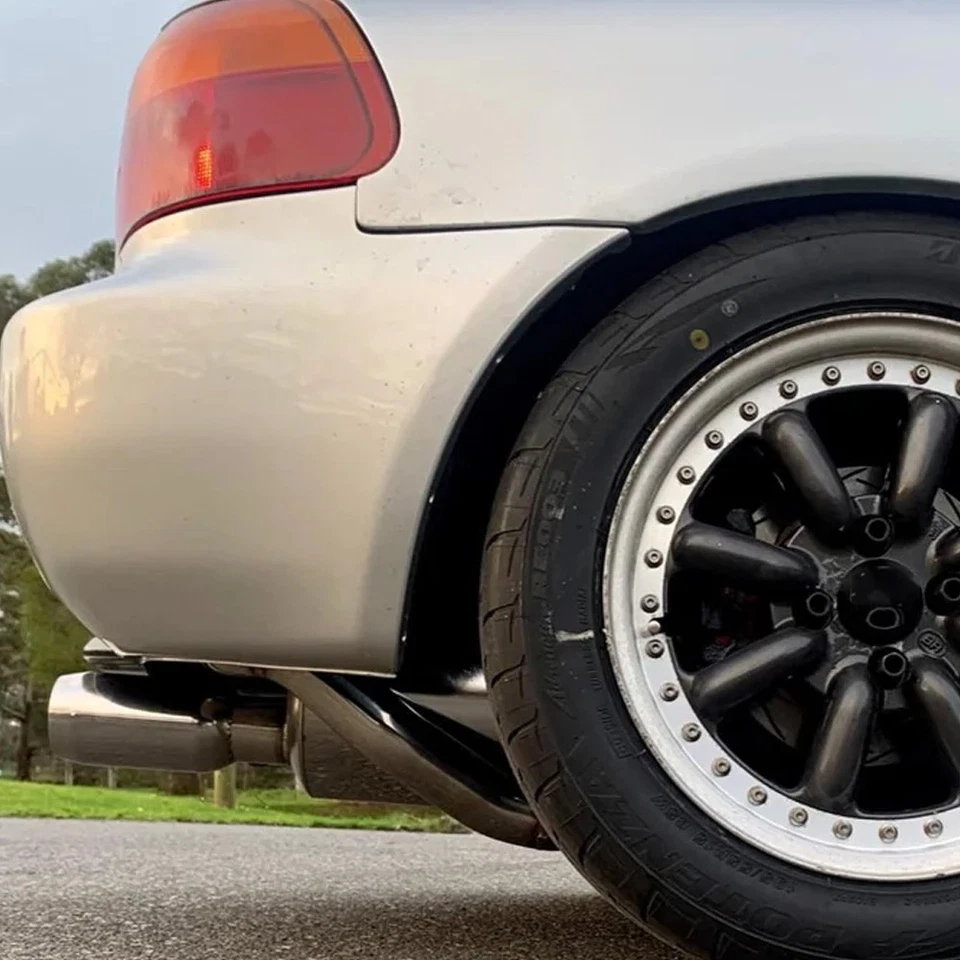 Silenciador de escape de doble bucle para Honda Civic Del Sol JDM 2,5" entrada 4,0" punta cromada Foto 2 de 4