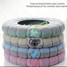 4 Piece Plush Fully Enclosed Toilet Seat Cushion Thick Soft Warm Comfort Cover