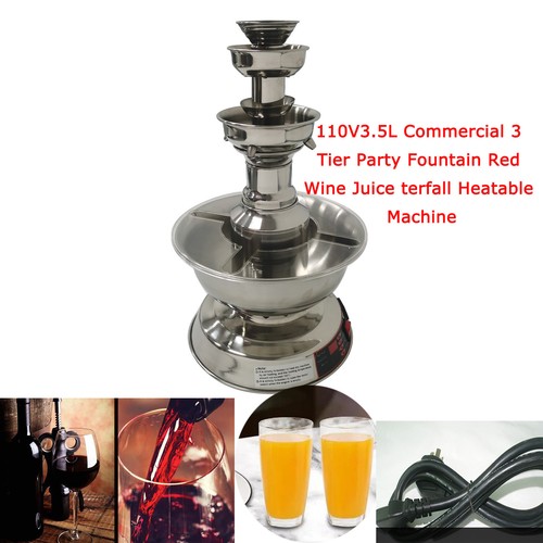 Used 110V Red Wine Fountain Beverage Dispenser Machine 3Tier W/ Heating Function