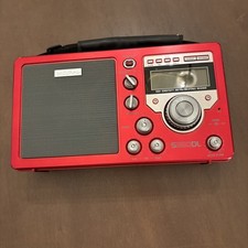 Eton S350DL HIGH SENSITIVITY AM/SW/FM STEREO Red Shortwave Clock Alarm Radio