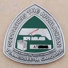 Appalachian Trail Geocoin - Tennessee-N. Carolina - Antq. Silver - NOT Activated