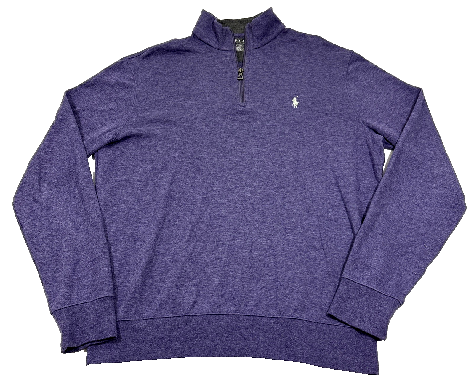 Polo Ralph Lauren 1/4 Zip Sweatshirt Mens XL Purple Mock Neck Pullover Pony EUC