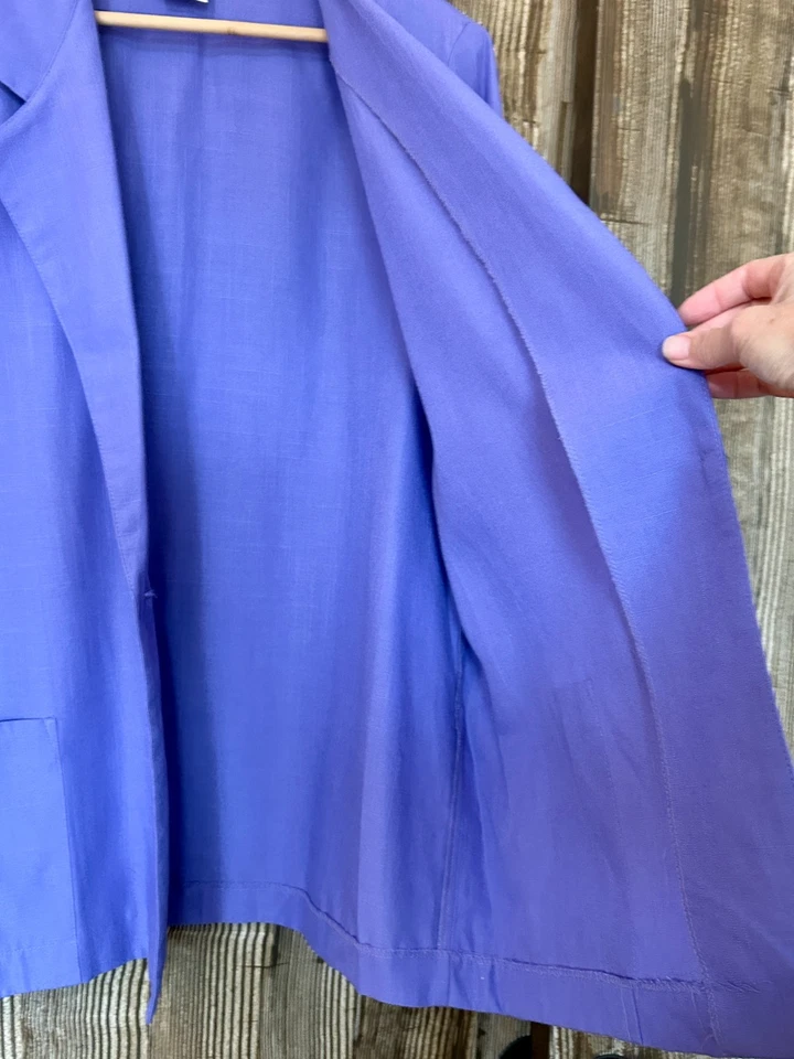 Vintage Bobbie Brooks One Button Blazer Purple Woven Rayon Blend USA Sz XL 16-18 - Image 4 of 4
