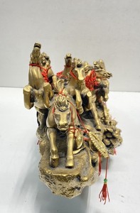 Chinese Handmade Horse Statue Copper Figurine Home Decor Sculpture Red