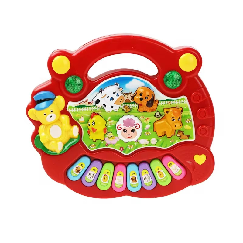 Kids Cartoon Piano Keyboard Game with Animal Sounds Flashing Light Music Baby In