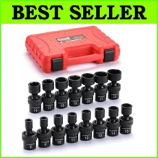 Alloy Steel 15-Piece 3/8" Drive Socket Set with Flexible Head Design