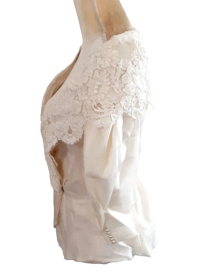 Blusa Chaqueta Formal De Colección Watters & Watters Marfil 100% Seda Talla 10 Boda Foto 4 de 4