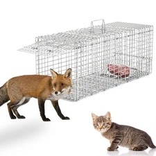 32" Humane Animal Trap, Foldable Large Live Animal Trap Cage for Squirrels/St...