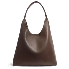 Vegan Leather Hobo Bags for Women - Slouchy Tote Handbag Coffee