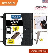 Durable Flex Notebook: 300 Sheets, College Ruled, TechLock Ring Binder in Black