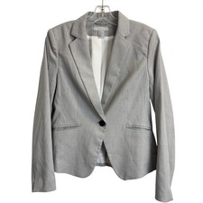 H&M Women Grey Single Button Tailored Blazer Jacket Size 8 Office Career
