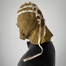 Vintage USSR 1980s Soviet Union Work Khaki Balaclava Hat Helmet