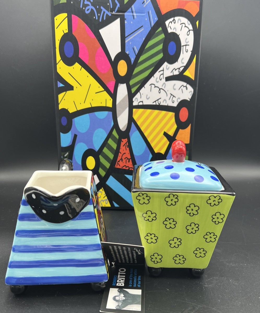 ROMERO BRITTO Creamer & Sugar Heart Set New Open Box | eBay