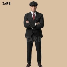 Mens Black Pinstripe 3 Piece Suit – Vintage 1920s Style Tailored Wedding Suit
