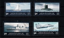 Indien 2011, kompletter Satz Flottenbesuch, U-Boot, Flugzeug, gestempelt