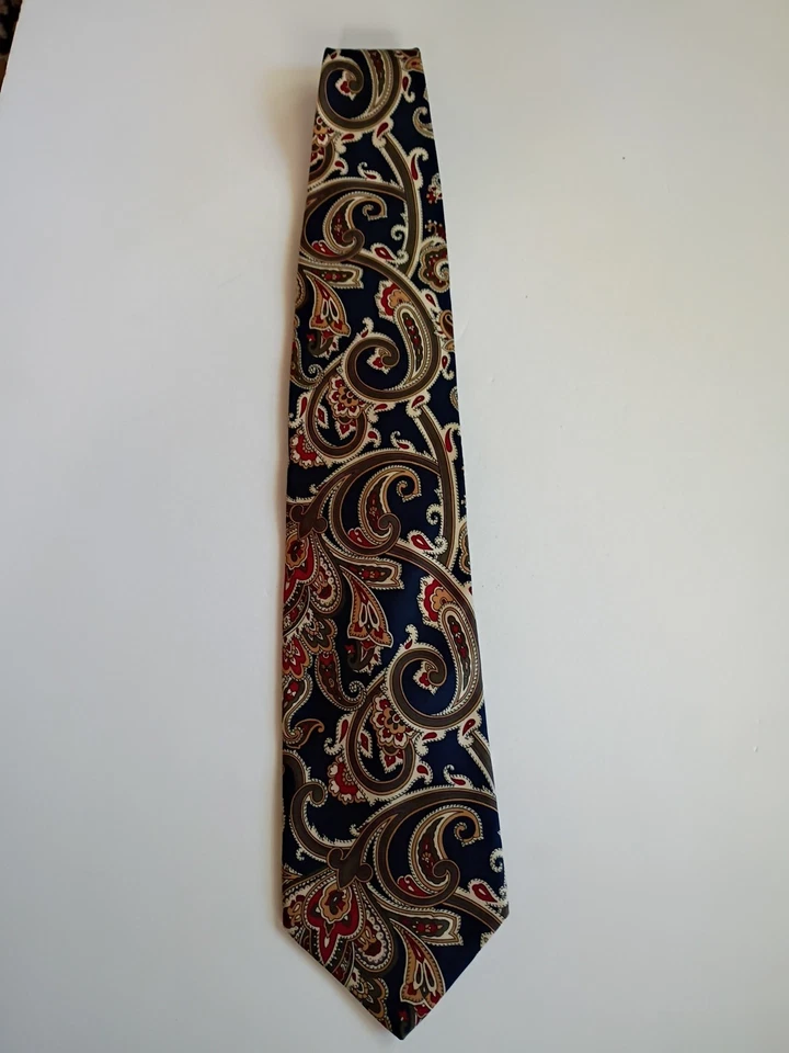 Corbata Pierre Balmain Para Hombre Corbata Italiana Seda Marrón Diseño Único Paisley Arte Foto 2 de 4