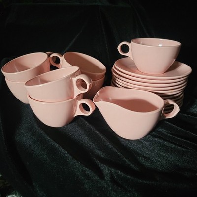Vintage Pink Windsor Melamine Set Of 7 Cups, 11 Saucers, And 1 Creamer