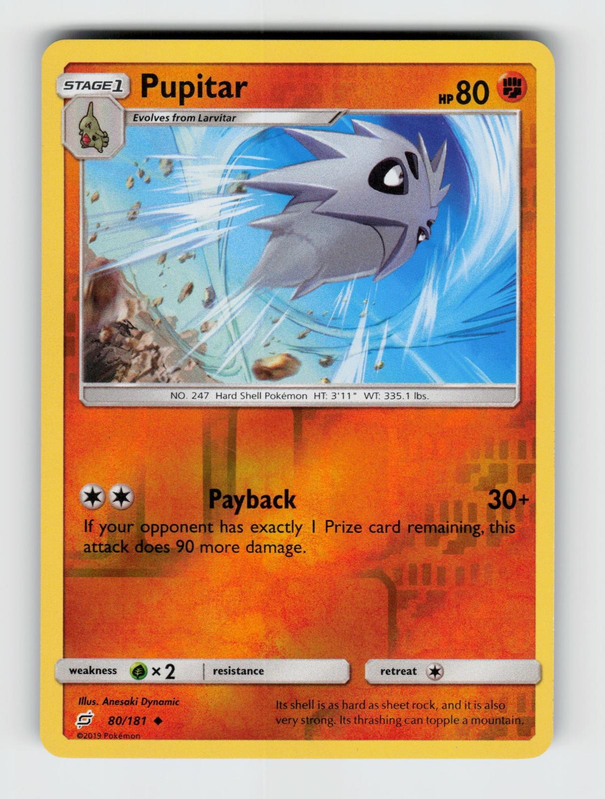 Pupitar 80/181 Reverse Holo Uncommon Team Up Pokemon 2019 NM Dynamic