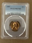 ONE OF PR67RD 1957 RED WHEAT LINCOLN PENNY PCGS GRADED PROOF P-MINT EXACT COIN