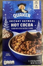 NEW SEALED QUAKER INSTANT OATMEAL HOT COCOA FLAVOR 1 BOX WITH 6 1.23 OZ PACKETS