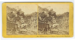 D1797 New Hampshire –P & O Railroad Construction Crawford Notch 1875 Stereoview