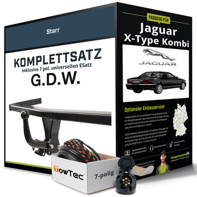 Für JAGUAR X-Type Kombi I Typ CF1 Anhängerkupplung starr +eSatz 7pol uni 03- NEU