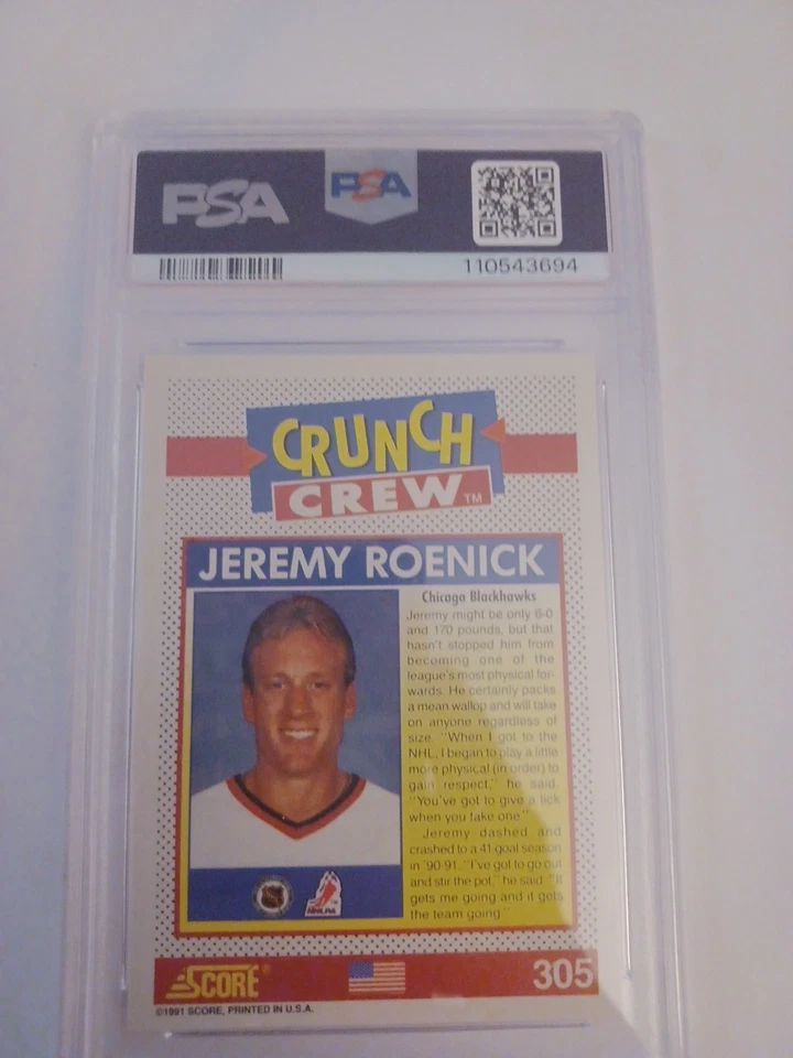 1991 Score American   Jeremy Roenick #305 Chicago Blackhawks PSA NM 7 - Image 2 of 2