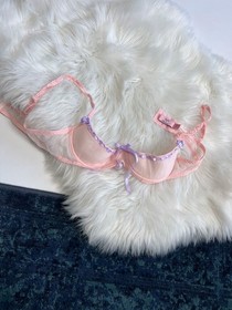 Agent Provocateur Pink Purple Ruffle Bra 34B & Ouvert Set M NWOT Genuine France