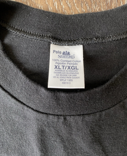 Vintage 90s Stafford Combed Cotton Blank Single Stitch Black Shirt XL Tall Mens - Picture 4 of 8