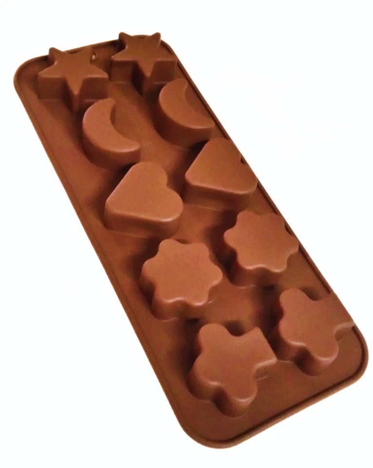 Silicone 10 Mix Shape Cake Decors Baking Chocolate Mould 3D Chocolate Candy Mold - Image 2 of 4