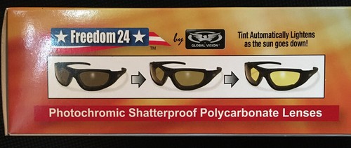 FREEDOM 24 TRANSITION PHOTOCHROMIC YELLOW TO SMOKE MOTORCYCLE SUNGLASSES - Picture 4 of 4