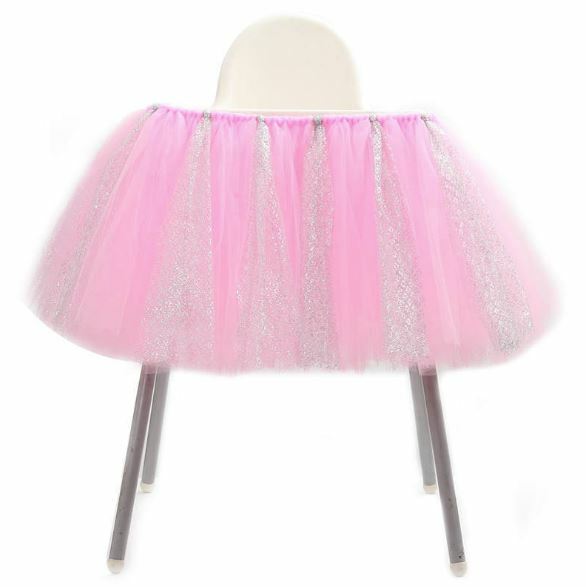 Baby Birthday High Chair Tutu Skirt Tulle Table Skirt Dress Party