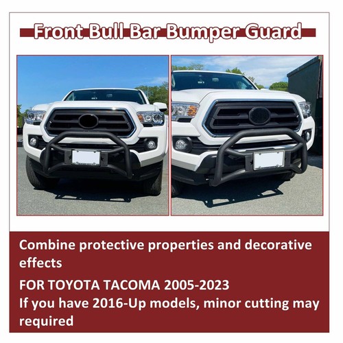 Black Bull Bar Push Front Bumper Grille Guard For Toyota Tacoma 2005-2023 2016 - Picture 2 of 18