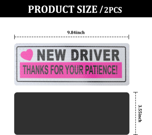 2PCS Student Driver Magnet for CarReflective New Sticker Car Pink 1 - Picture 2 of 6