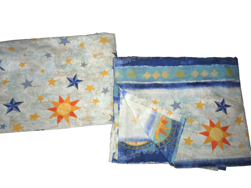 CHEN ONE CELESTIAL BLUE SUN MOON STARS (5P) FULL/QUEEN DUVET & SHEET SET - Picture 5 of 13