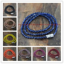 Faceted 3mm Bright Multi-Color Spinel Crystal Round Gems Beads Necklace 20" AAA 